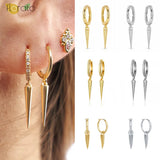 925 Silver Rivet Cone Piercing Hoop Earrings for Women