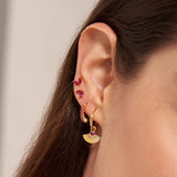 925 Silver Rose Red Zircon Stud Earrings