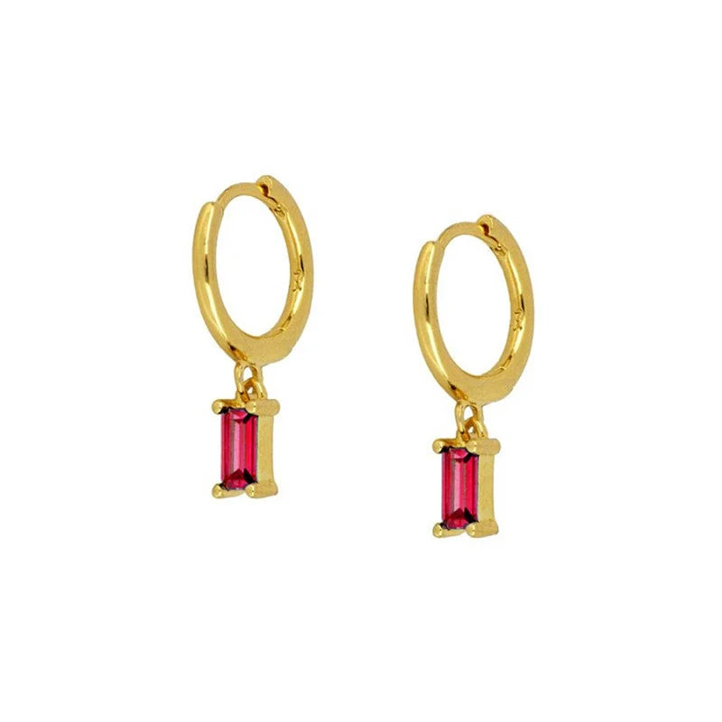 925 Silver Rose Red Zircon Stud Earrings