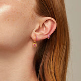 925 Silver Rose Red Zircon Stud Earrings