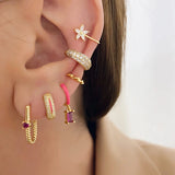 925 Silver Rose Red Zircon Stud Earrings