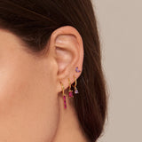 925 Silver Rose Red Zircon Stud Earrings