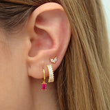 925 Silver Rose Red Zircon Stud Earrings