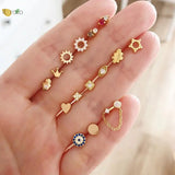 925 Silver Round Stud Earrings Crystal Zirconia Minimalist Women's Jewelry