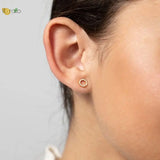 925 Silver Round Stud Earrings Crystal Zirconia Minimalist Women's Jewelry