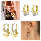 925 Silver Zircon Tassel Hoop Earrings European Street Jewelry