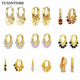 925 Silver Zircon Tassel Hoop Earrings European Street Jewelry