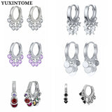 925 Silver Zircon Tassel Hoop Earrings European Street Jewelry