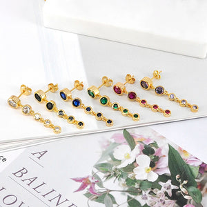 YUXINTOME 925 Silver Women Zircon Tassel Stud Earrings