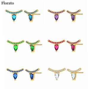 YUXINTOME 925 Silver Colorful Zircon Stud Earrings