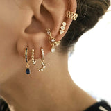 YUXINTOME 925 Silver Zircon Hoop Earrings Party Jewelry