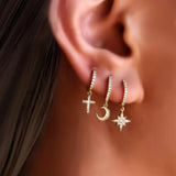 YUXINTOME 925 Silver Zircon Hoop Earrings Party Jewelry