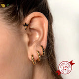 Sterling Silver Hoop Earrings Colorful Zircon Piercing Jewelry