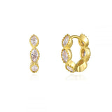 Sterling Silver Hoop Earrings Colorful Zircon Piercing Jewelry