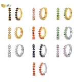Sterling Silver Hoop Earrings Colorful Zircon Piercing Jewelry