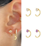925 Silver C-Shaped Cartilage Stud Earrings for Women