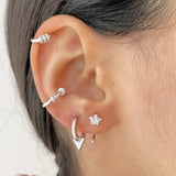 925 Silver C-Shaped Cartilage Stud Earrings for Women