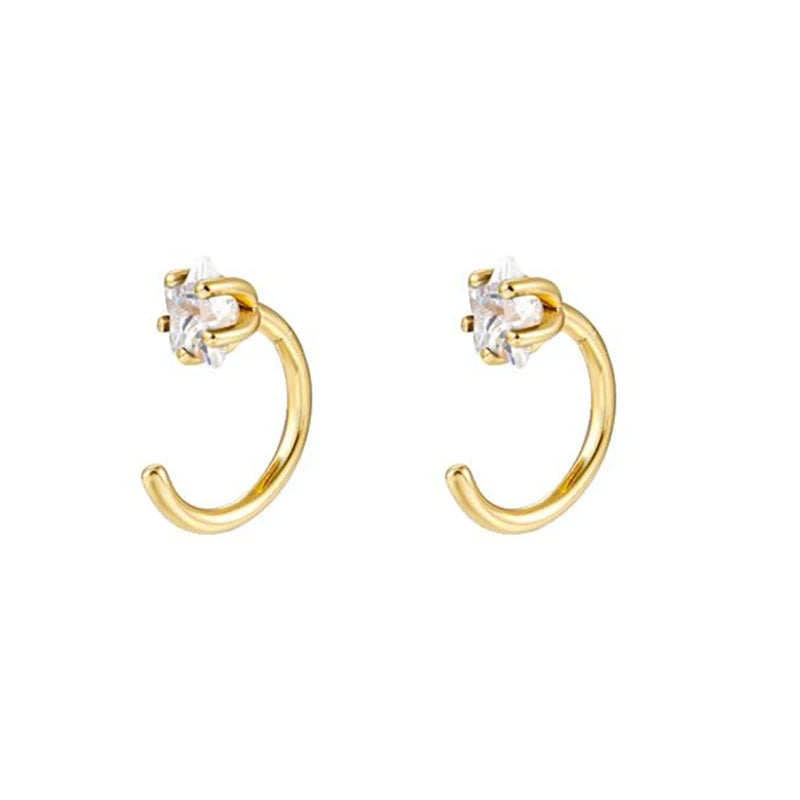 925 Silver C-Shaped Cartilage Stud Earrings for Women