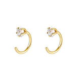 925 Silver C-Shaped Cartilage Stud Earrings for Women