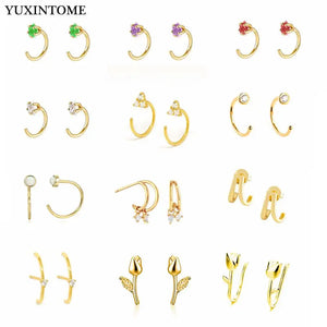 925 Silver C-Shaped Cartilage Stud Earrings for Women