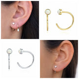 925 Silver C-Shaped Cartilage Stud Earrings for Women