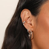 925 Silver Diamond Star Hoop Earrings Ear Clip Wedding Jewelry
