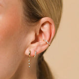 925 Silver Diamond Star Hoop Earrings Ear Clip Wedding Jewelry