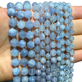 Aquamarine Natural Stone Faceted Spacer Beads for Jewelry Making