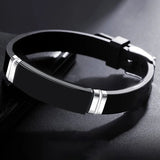 Personalized Silicone Bracelet with Engrave Service Stainless Steel ID Tag