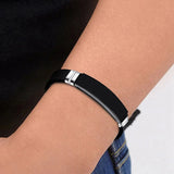 Personalized Silicone Bracelet with Engrave Service Stainless Steel ID Tag