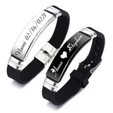 Personalized Silicone Bracelet with Engrave Service Stainless Steel ID Tag