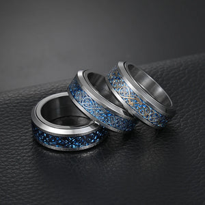 Men 8mm Dragon Ring Stainless Steel Carbon Fiber Solid Rings For Christmas