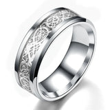 Men 8mm Dragon Ring Stainless Steel Carbon Fiber Solid Rings For Christmas