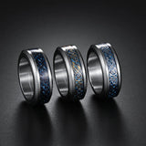 Men 8mm Dragon Ring Stainless Steel Carbon Fiber Solid Rings For Christmas