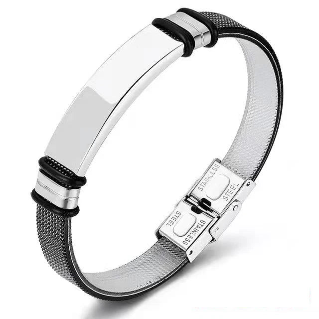 Custom Engraved Stainless Steel Bracelet for Men