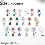 10Pcs Flatback Brooch Pendant 25*45mm Alloy crystal Diy Jewelry Accessories