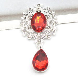 10Pcs Flatback Brooch Pendant 25*45mm Alloy crystal Diy Jewelry Accessories