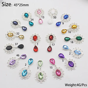 10Pcs Flatback Brooch Pendant 25*45mm Alloy crystal Diy Jewelry Accessories