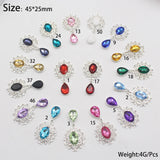 10Pcs Flatback Brooch Pendant 25*45mm Alloy crystal Diy Jewelry Accessories