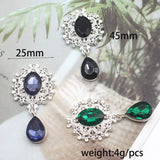 10Pcs Flatback Brooch Pendant 25*45mm Alloy crystal Diy Jewelry Accessories