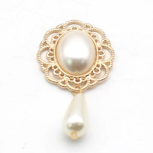 10Pcs Alloy Oval Pearl Flat Button DIY Wedding Decoration Crafts
