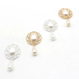 10Pcs Alloy Oval Pearl Flat Button DIY Wedding Decoration Crafts