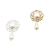 10Pcs Alloy Oval Pearl Flat Button DIY Wedding Decoration Crafts