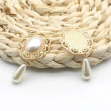 10Pcs Alloy Oval Pearl Flat Button DIY Wedding Decoration Crafts