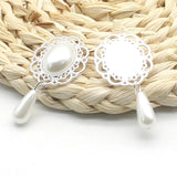 10Pcs Alloy Oval Pearl Flat Button DIY Wedding Decoration Crafts