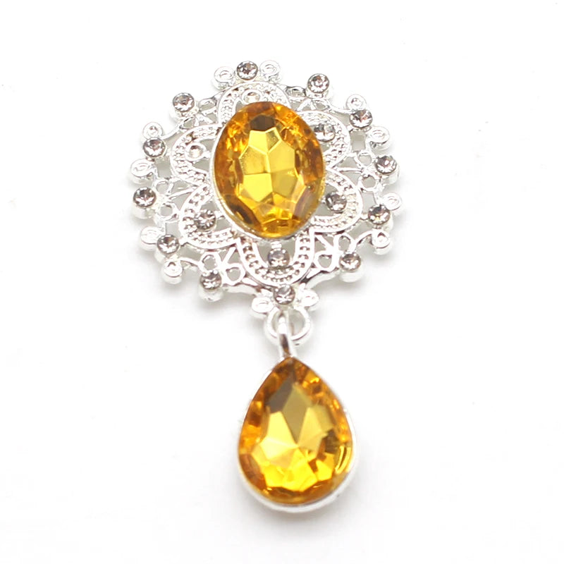 10Pcs Alloy Crystal Brooches for Wedding Invitation Holiday Decor