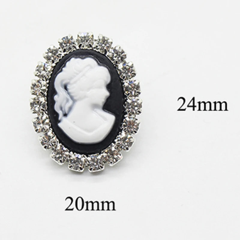 10Pc Rhinestone Resin Beauty Head Flat DIY Clothing Wedding