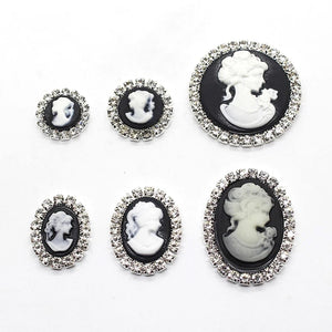 10Pc Rhinestone Resin Beauty Head Flat DIY Clothing Wedding