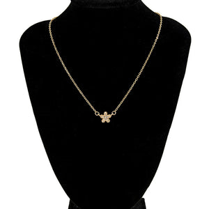 Golden Crystal Flower Pendant Necklace for Women