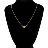 Golden Crystal Flower Pendant Necklace for Women